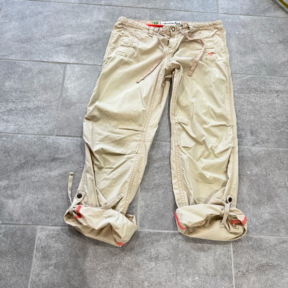 Vintage Y2K American Eagle baggy wide leg Tan Sz 10 cargo pants Gorpcore Skater - Picture 5 of 12